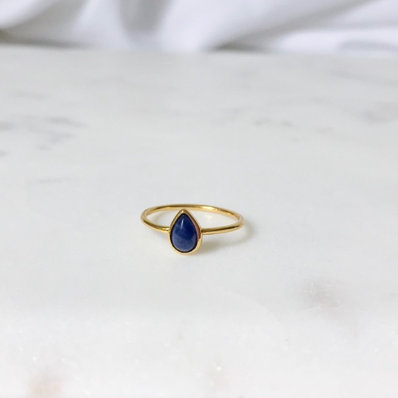 Sodalite tear drop ring 925 SS ( Gold plated ) - Picture 4 of 7